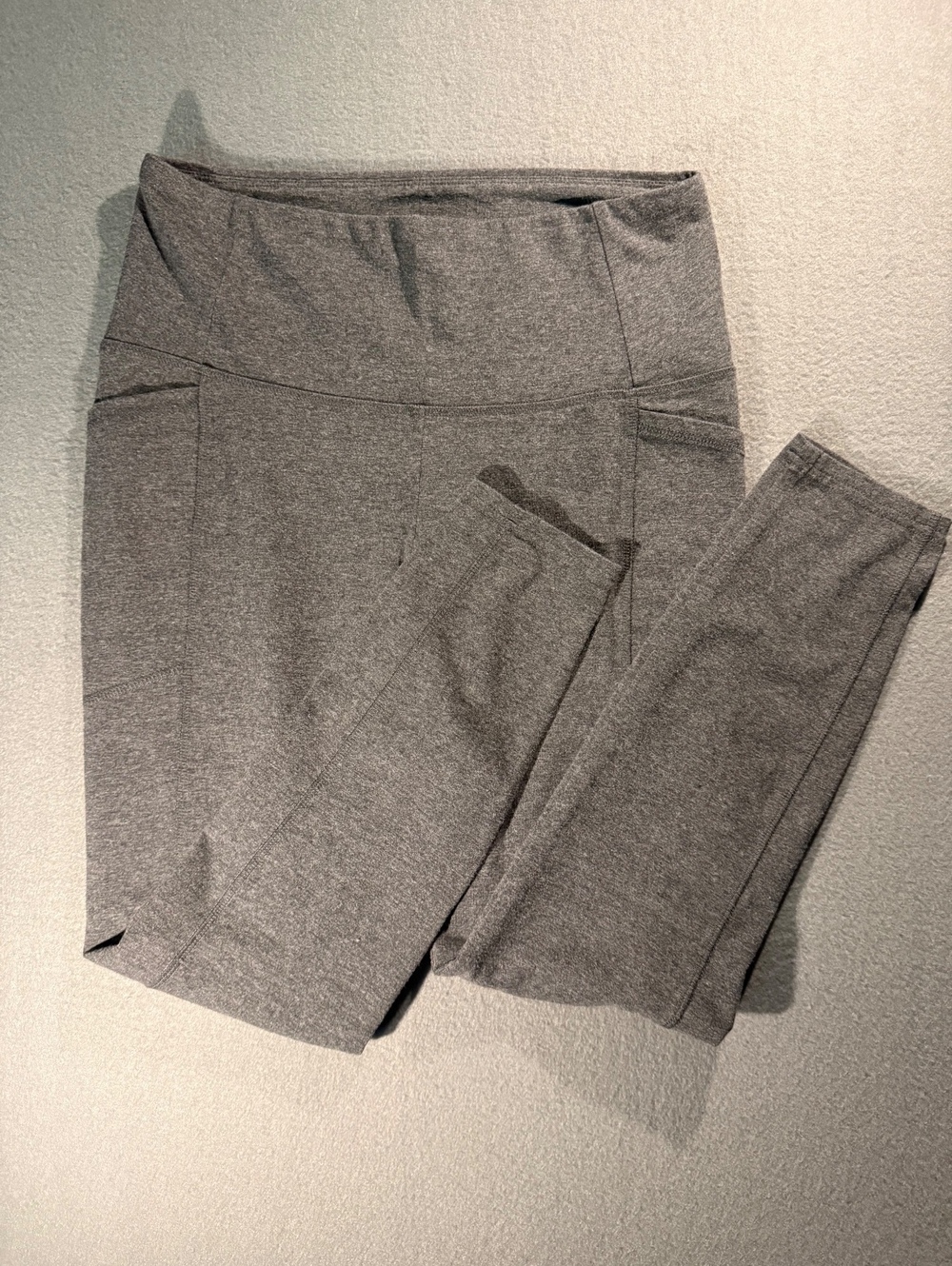 RBX Women's Gray Cotton Blend Leggings with Side Pockets, Size M